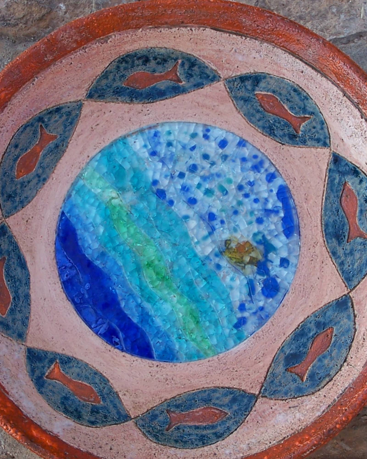 Dekoratif Mozaik Tabak — yüzey detayı